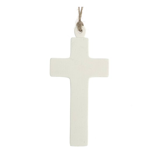 Hanging Plaster Cross Decoration 12cm