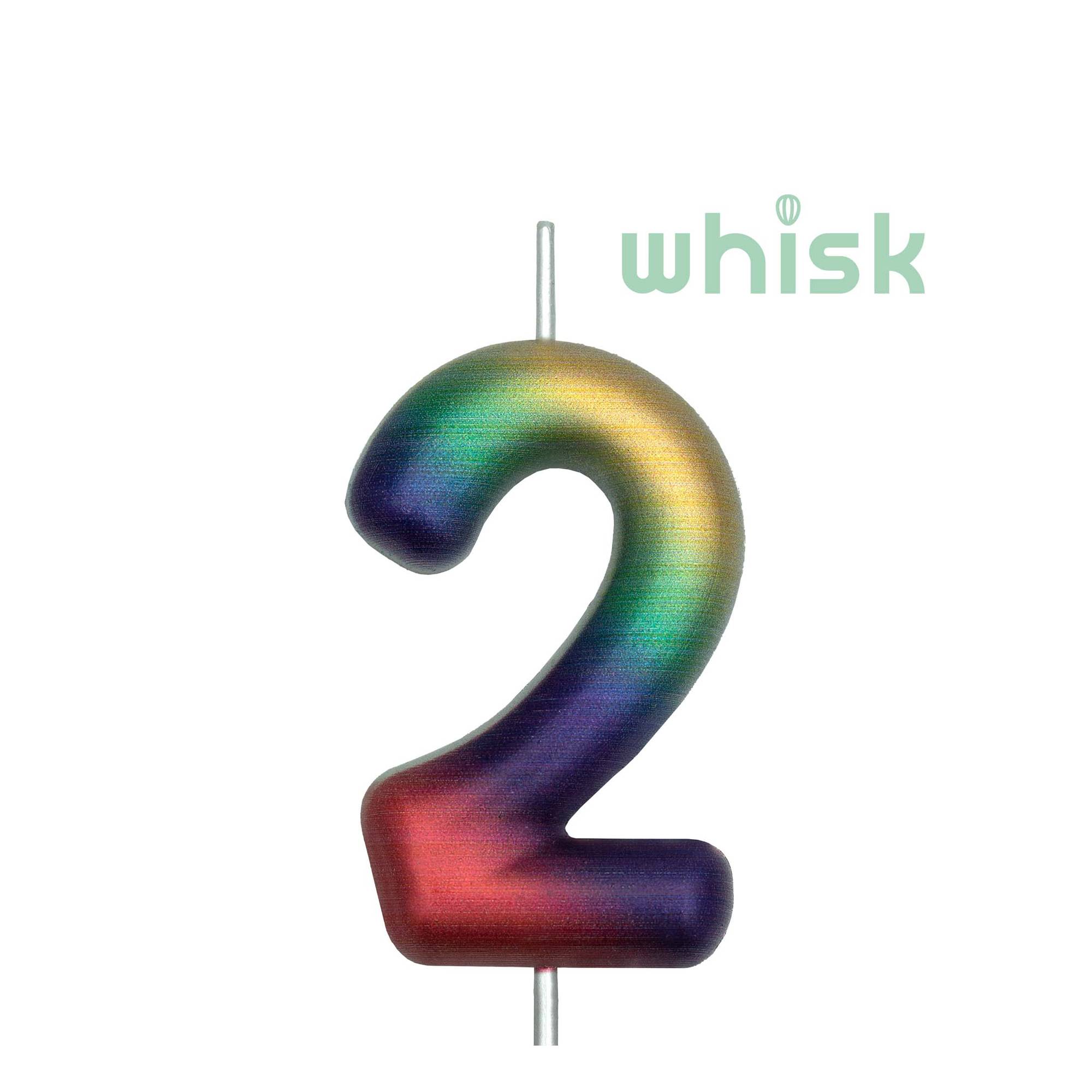 Whisk Metallic Rainbow Number 2 Candle