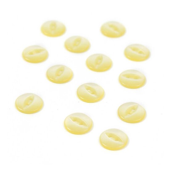 Hemline Yellow Basic Fish Eye Button 13 Pack
