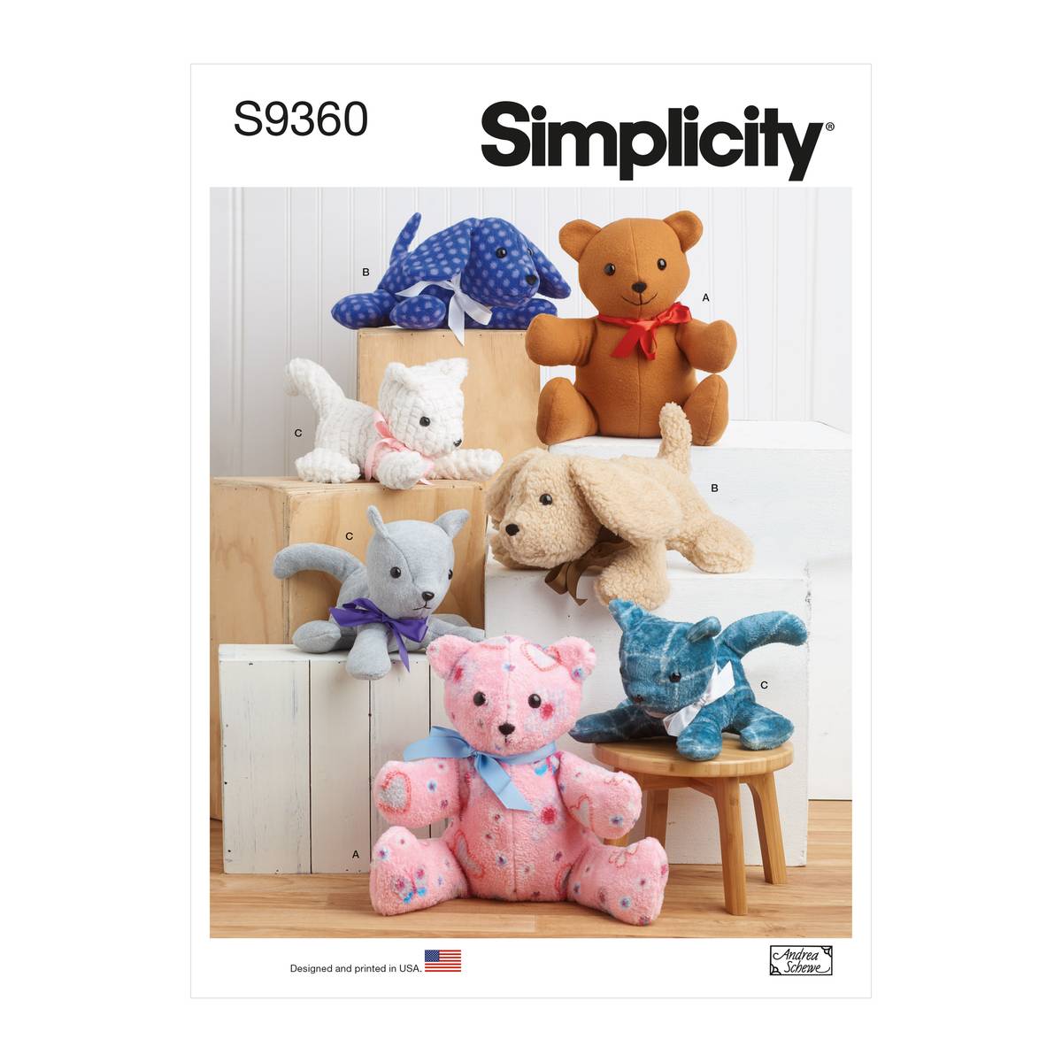 Simplicity Plush Animal Sewing Pattern S9360