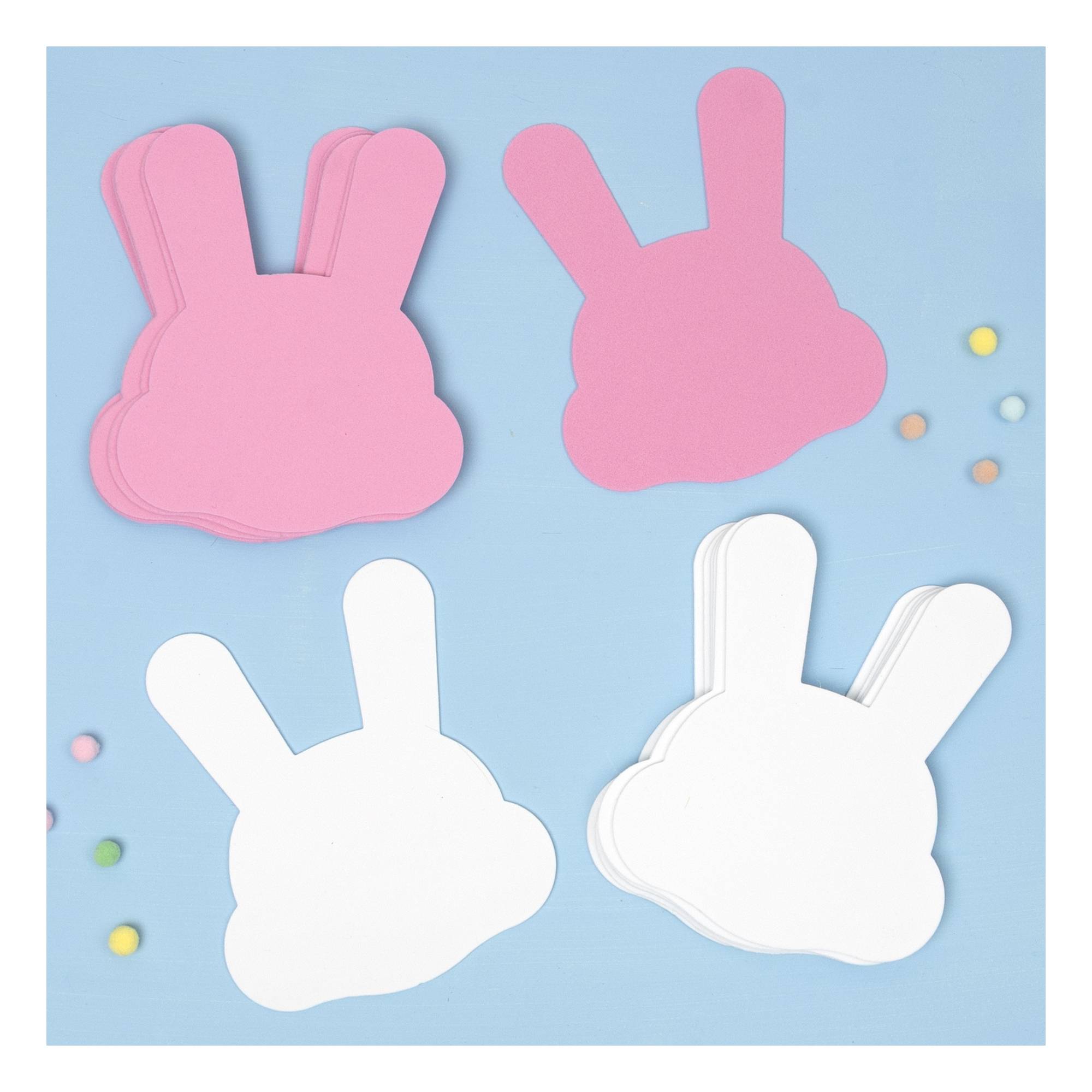 Pink and White Foam Bunny Shapes 15 Pack