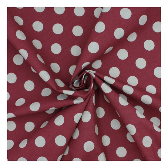 Burgundy Hometown Chambray Dots Fabric?by the Metre