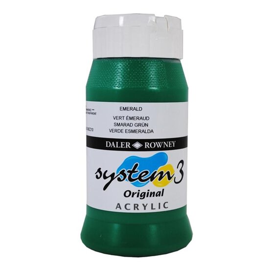 Daler-Rowney System 3 Emerald Acrylic Paint 500ml