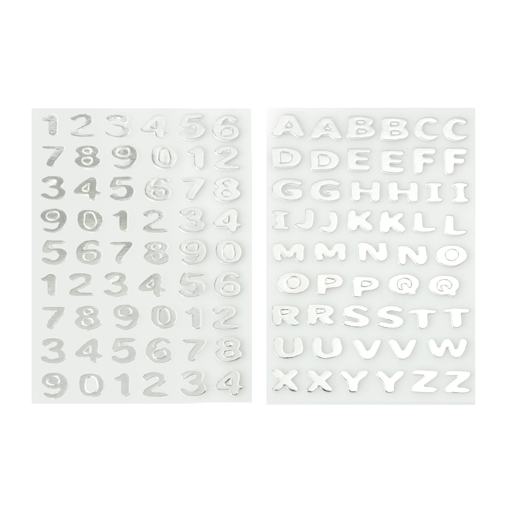 Silver Metallic Puffy Uppercase Alphabet Stickers 106 Pieces
