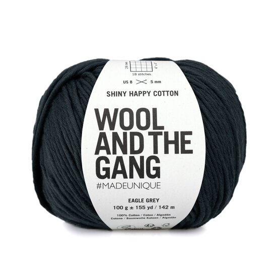 Wool and the Gang Eagle Grey Shiny Happy Cotton 100g