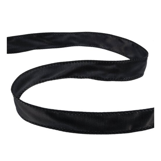 Black Wire Edge Satin Ribbon 25mm x 3m