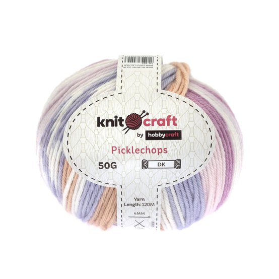 Knitcraft Lilac Multi Picklechops DK Yarn 50g