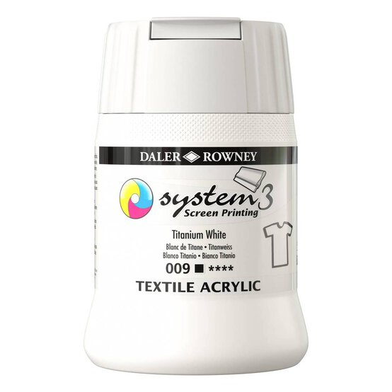 Daler-Rowney System3 Titanium White Textile Screen Printing Acrylic Ink 250ml