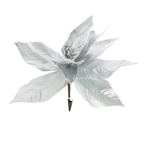Silver Poinsettia Clip 24cm