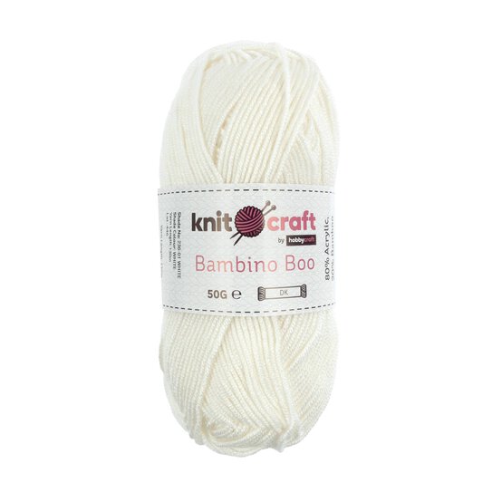 Knitcraft White Bambino Boo Yarn 50g