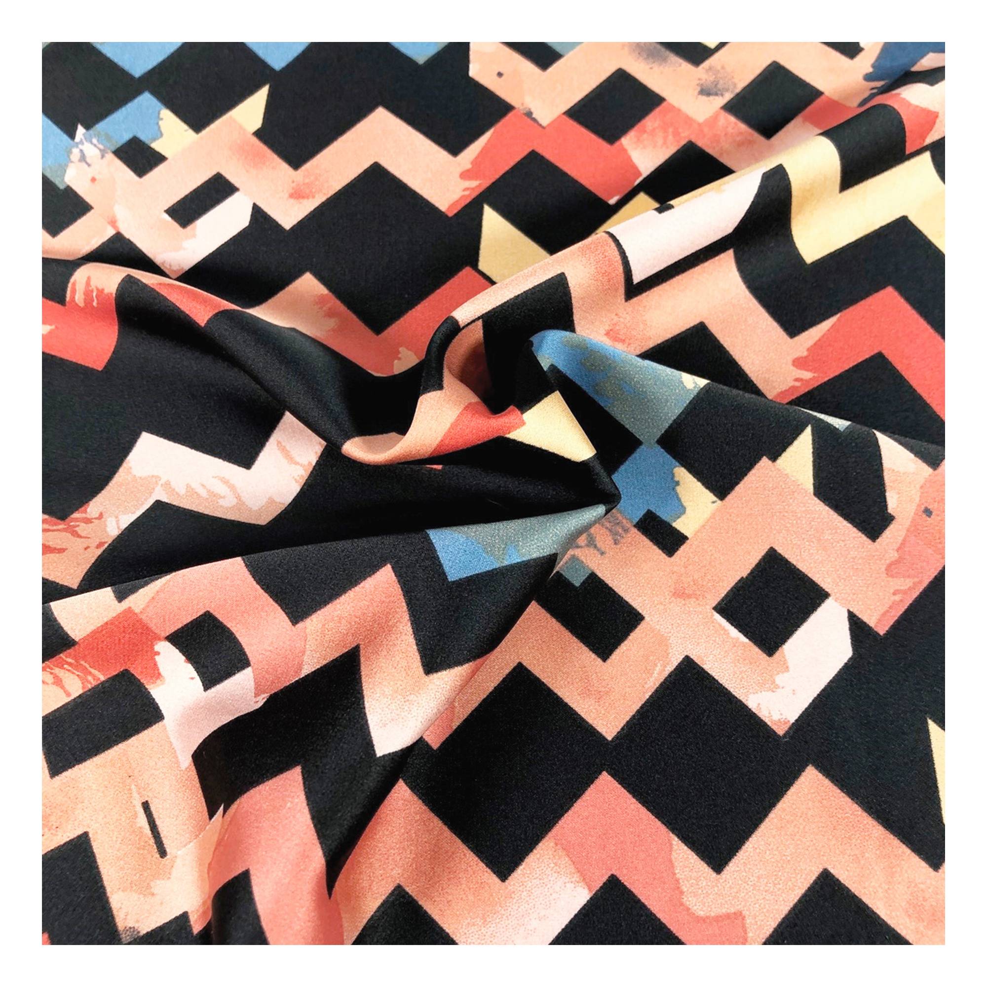 Black Silky Zigzag Fabric by the Metre