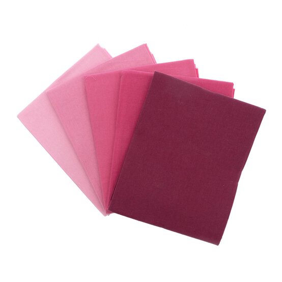 Solid Pink Cotton Fat Quarters 5 Pack
