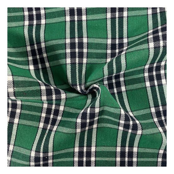 Green and Blue Poly Brushed Check Fabric?by the Metre