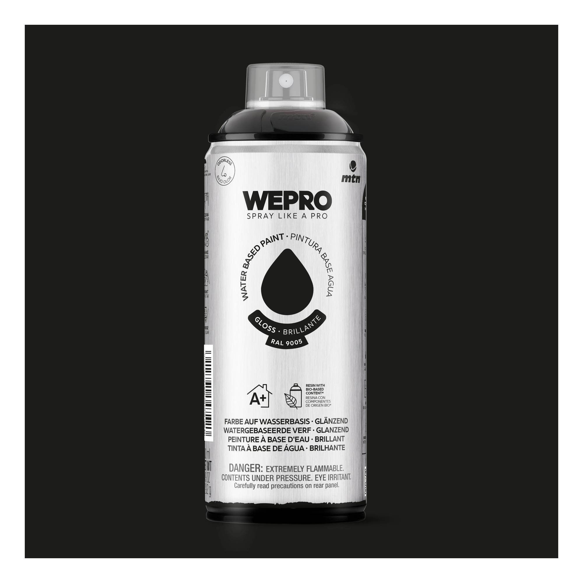 MTN WEPRO Cosmos Black Gloss Water-Based Spray Paint 400ml