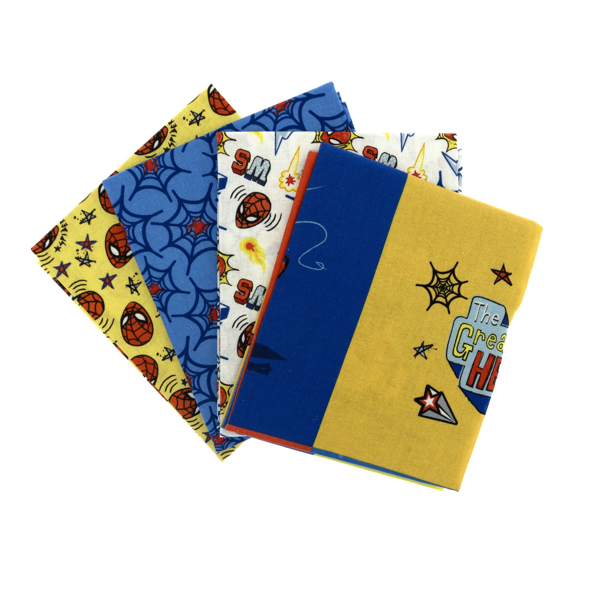 Spider-Man Web Doodle Patch Cotton Fat Quarters 4 Pack
