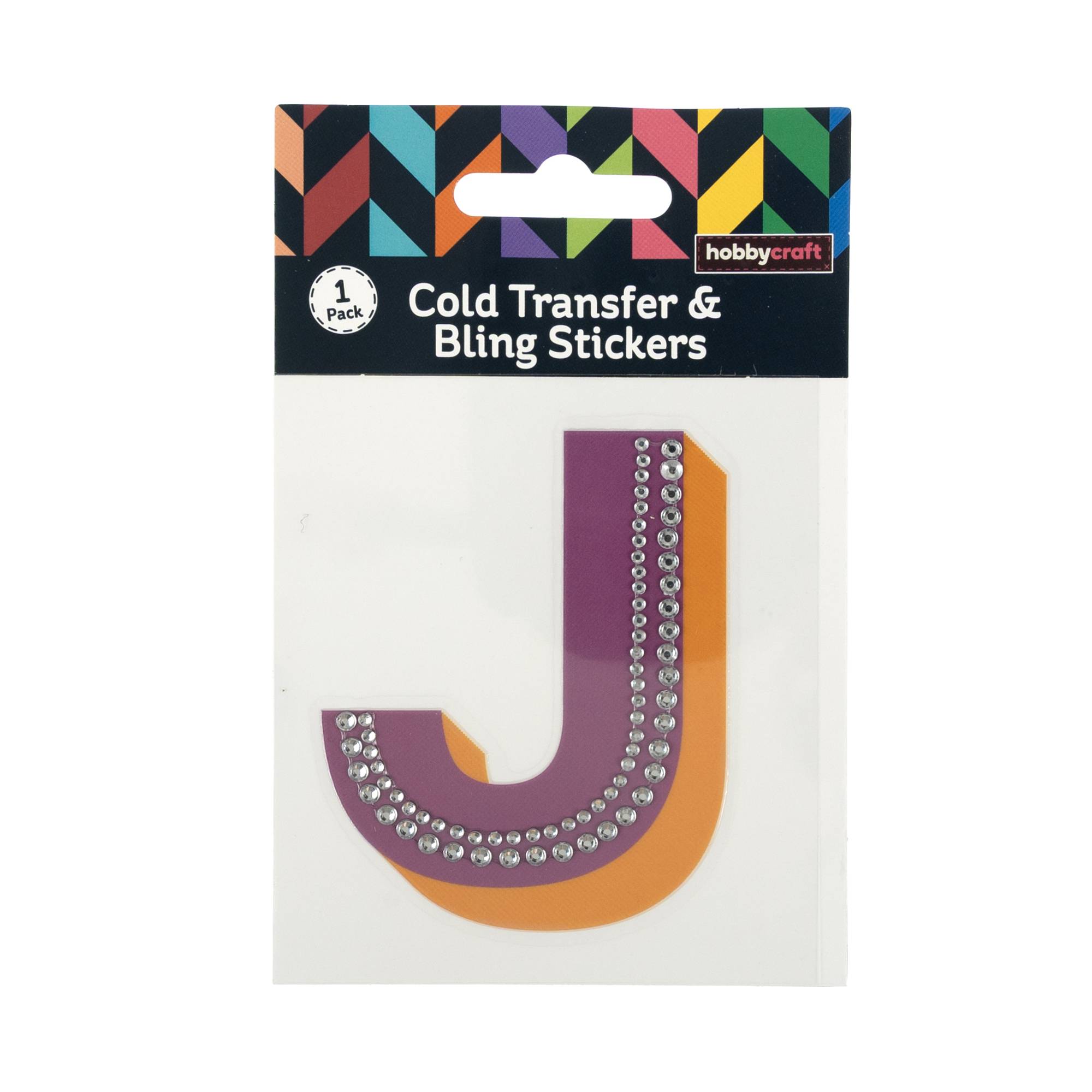 Cold Transfer and Bling Letter J Sticker Set