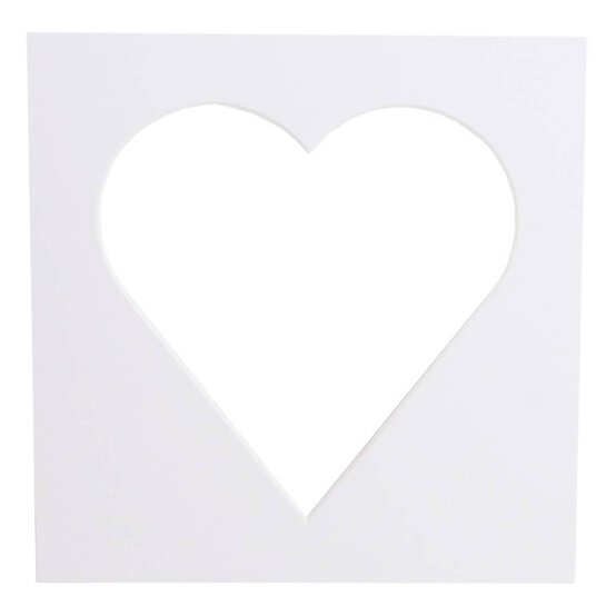 Iced White Single Heart Aperture Mount 8 x 8 Inches