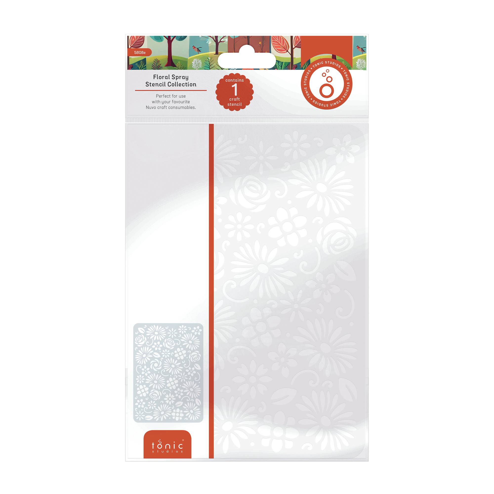 Tonic Studios Floral Spray Stencil 15cm x 21cm