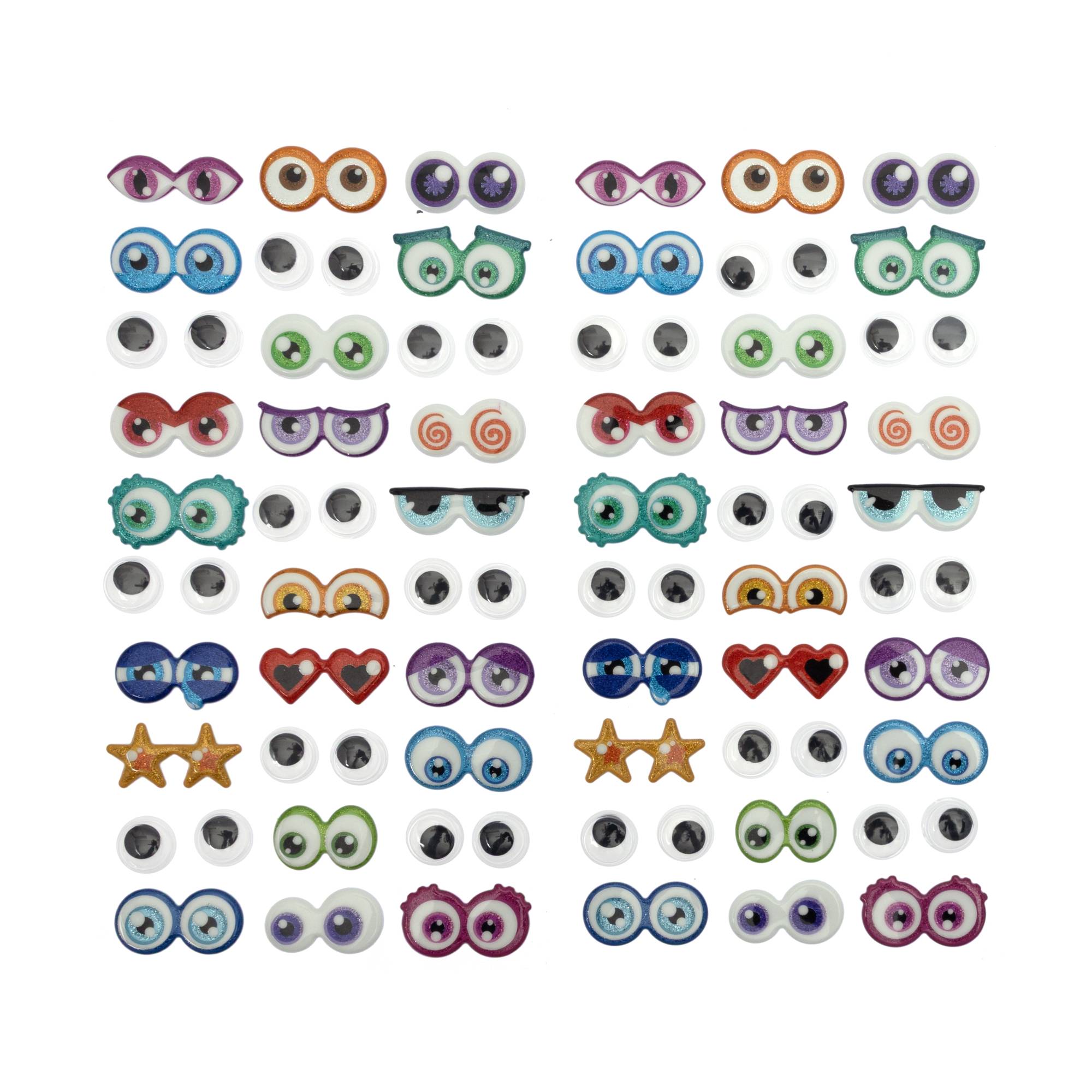 Coloured Craft Eye Puffy Stickers 60 Pairs