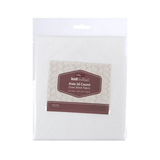 White 16 Count Aida Fabric 48cm x 53cm