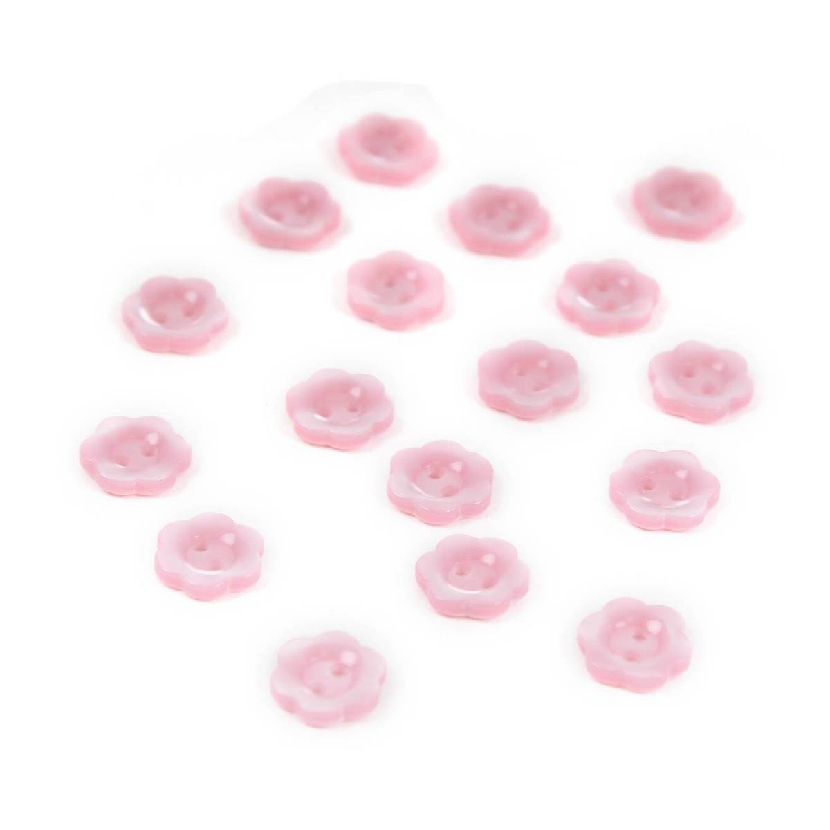 Hemline Pink Basic Flower Button 17 Pack