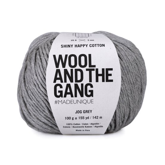 Wool and the Gang Jog Grey Shiny Happy Cotton 100g