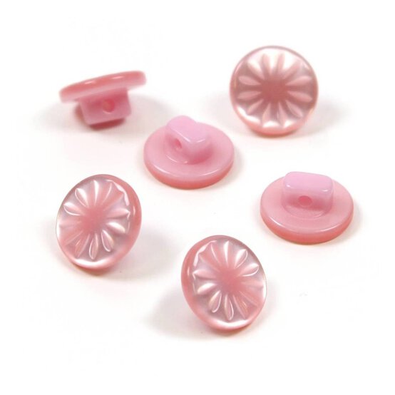 Hemline Pink Basic Cut Flower Button 6 Pack