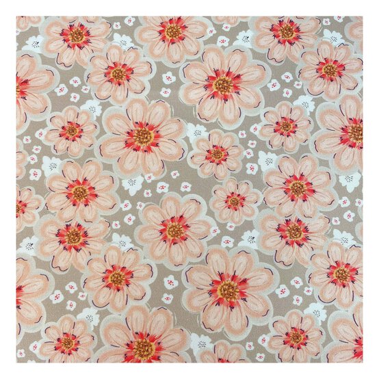 WI Peach Dahlia Cotton Fabric by the Metre