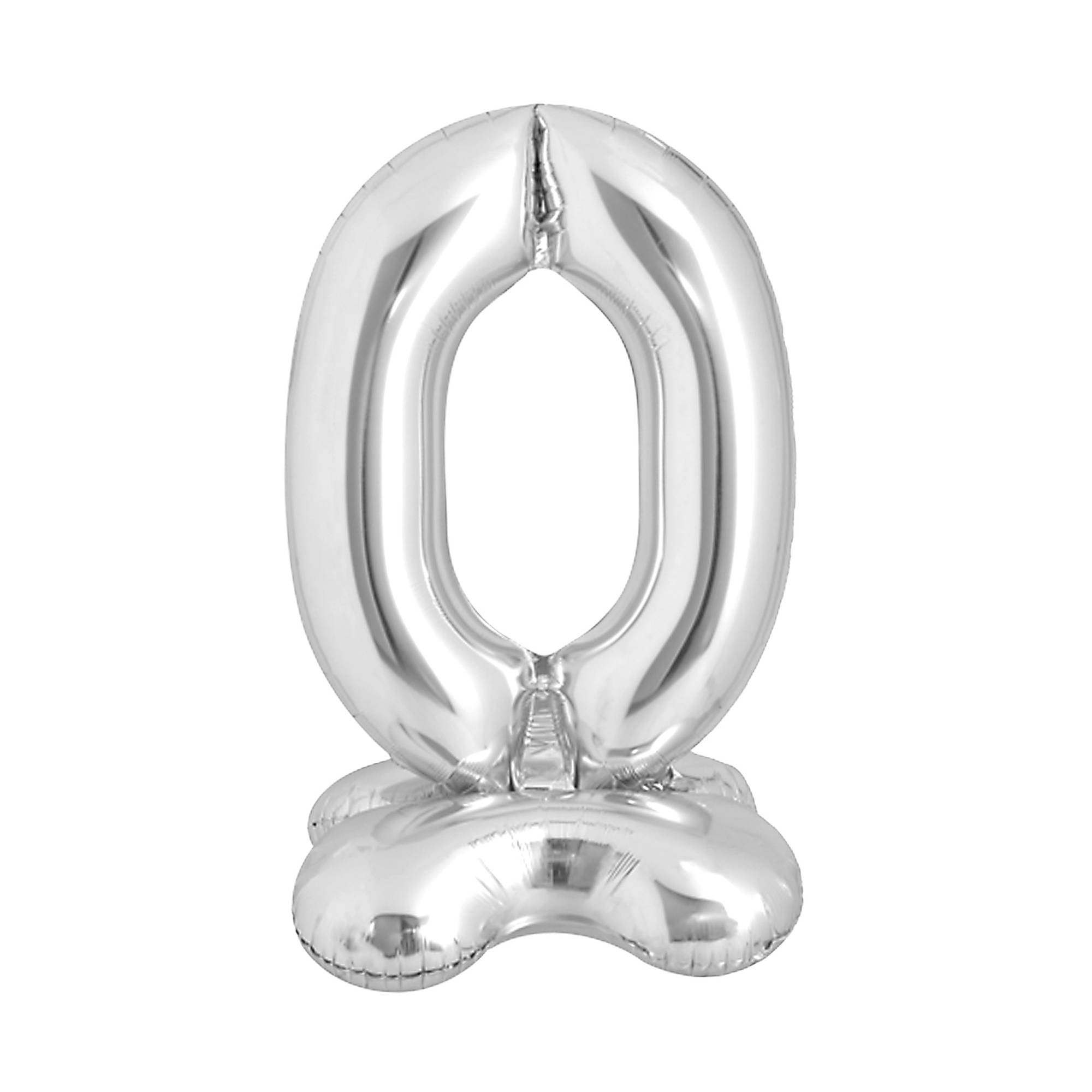 Standing Silver Number 0 Balloon 1m