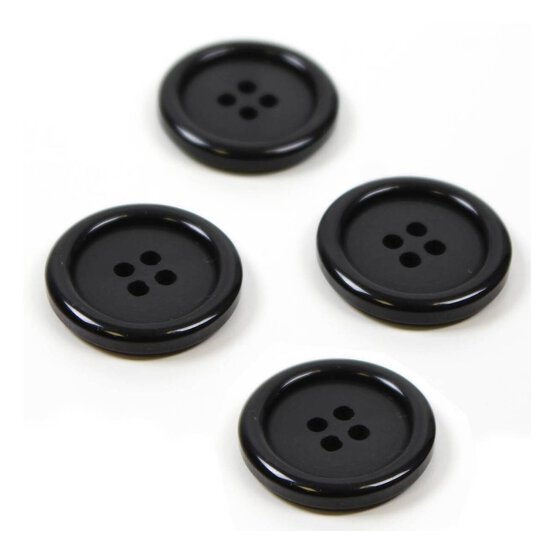 Hemline Black Basic Jacket Button 4 Pack