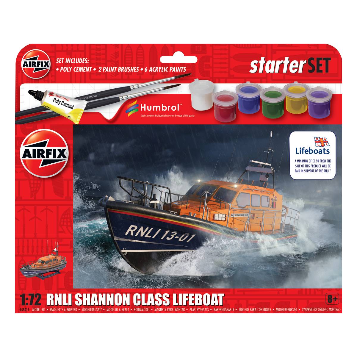 Airfix RNLI Shannon Class Lifeboat Model Starter Set 1:72