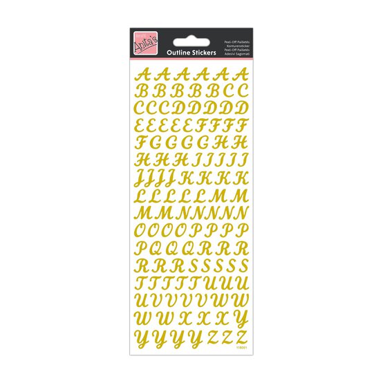 Anita's Gold Script Uppercase Alphabet Outline Stickers