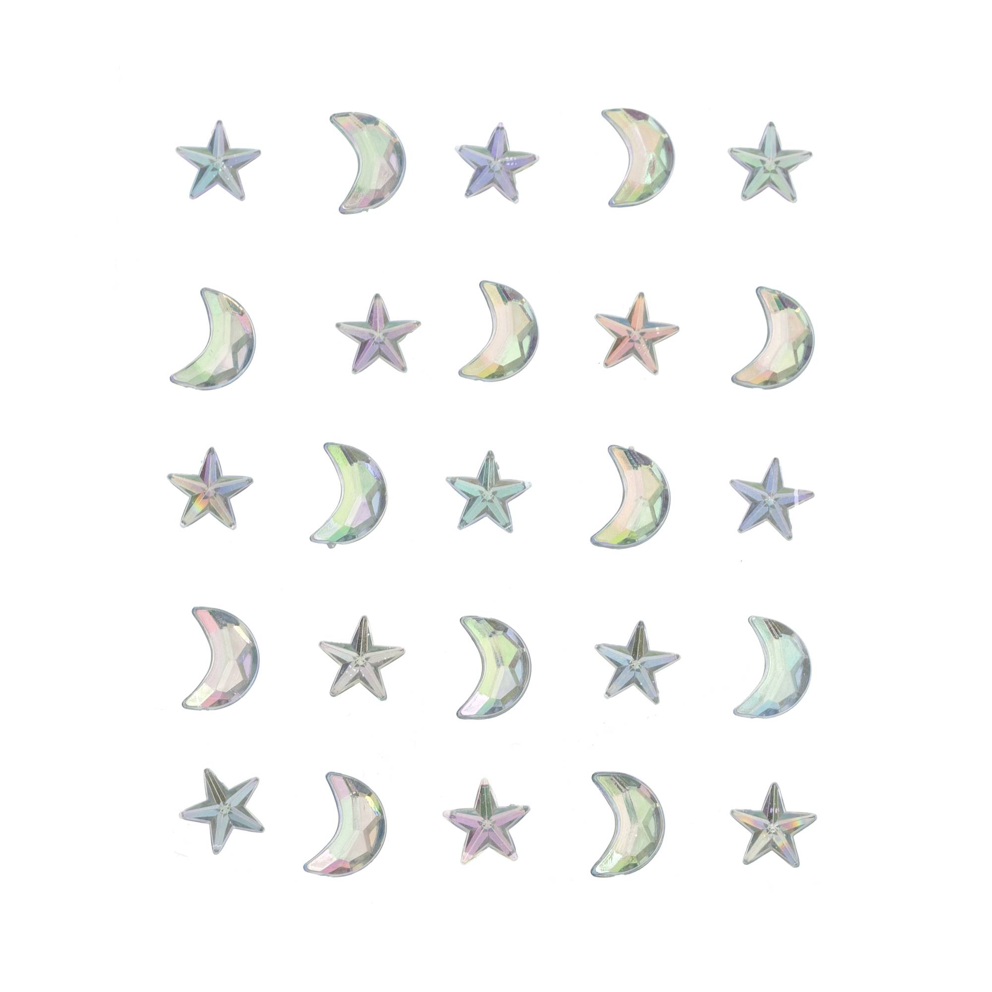 Moon and Star Adhesive Gems 25 Pack