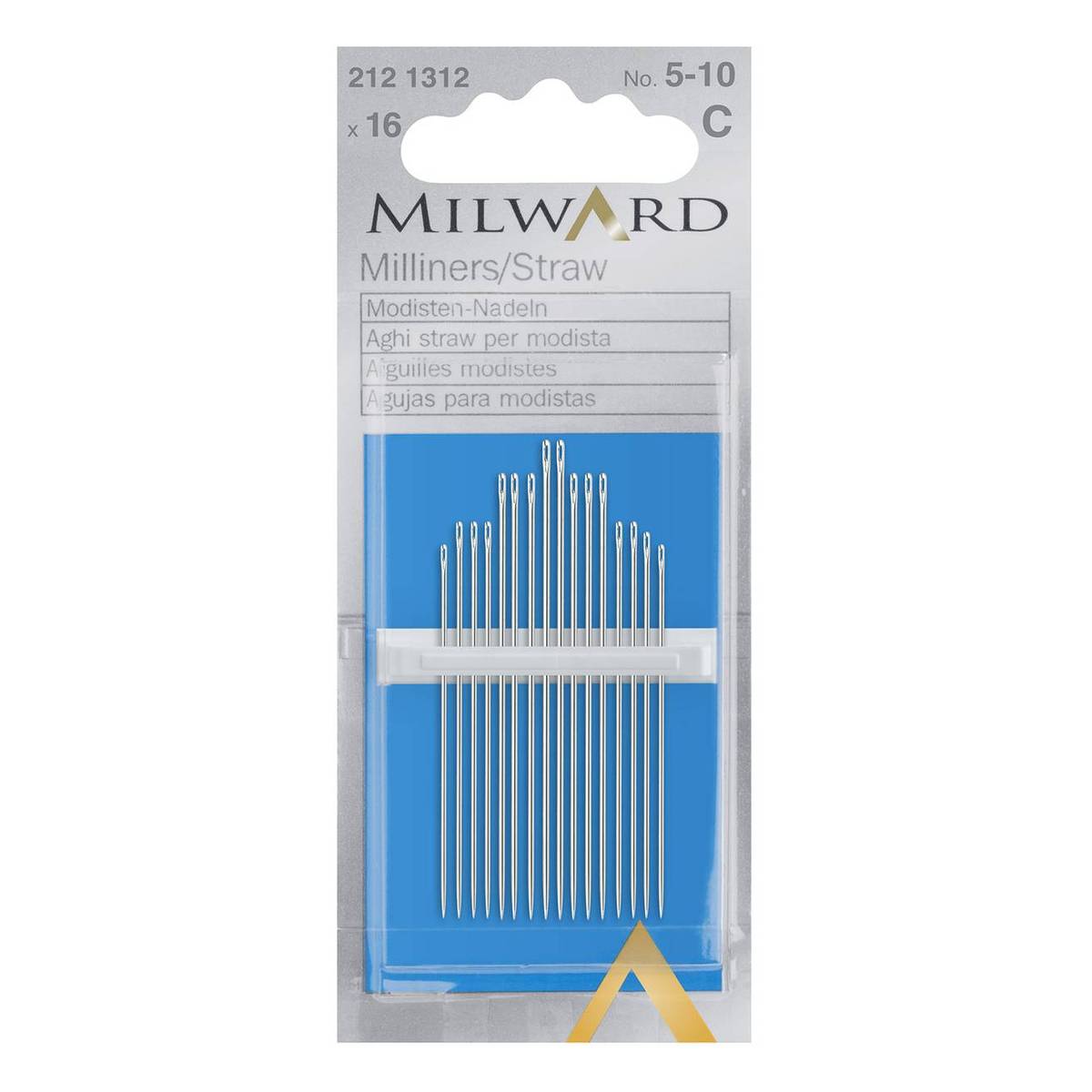 Milward Milliners or Straw Needle No. 5-10 16 Pack