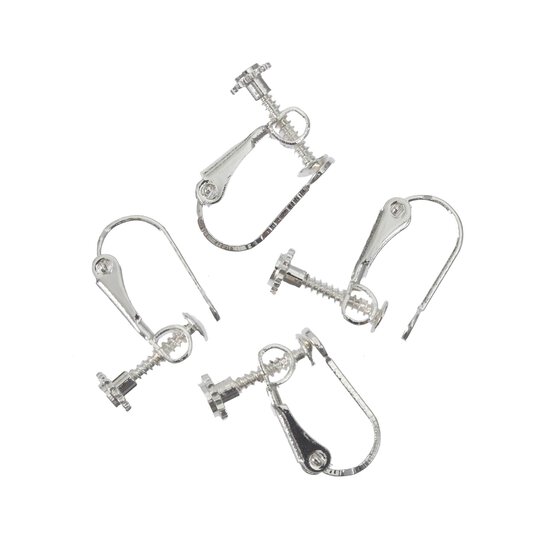 Silver Plated Ear Screws 15mm 8 Pack