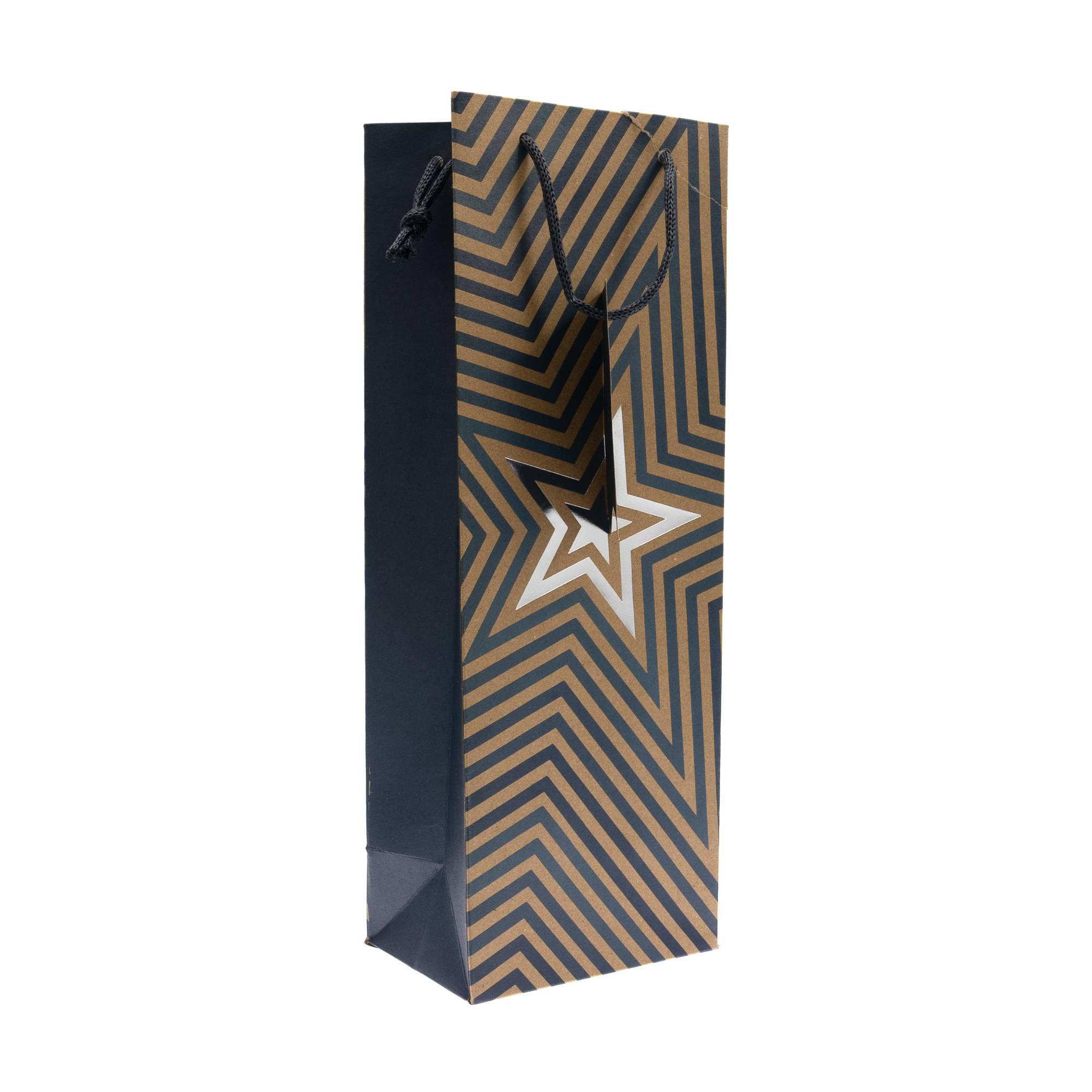 Kraft Star Blue Bottle Gift Bag 13cm x 35.5cm