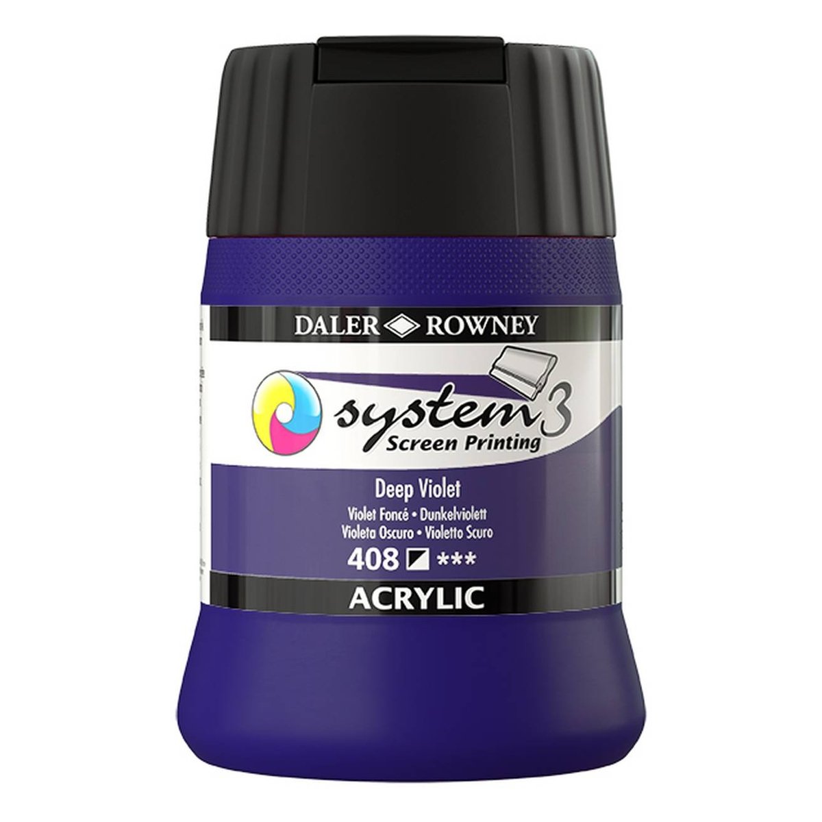 Daler-Rowney System3 Deep Violet Screen Printing Acrylic Ink 250ml