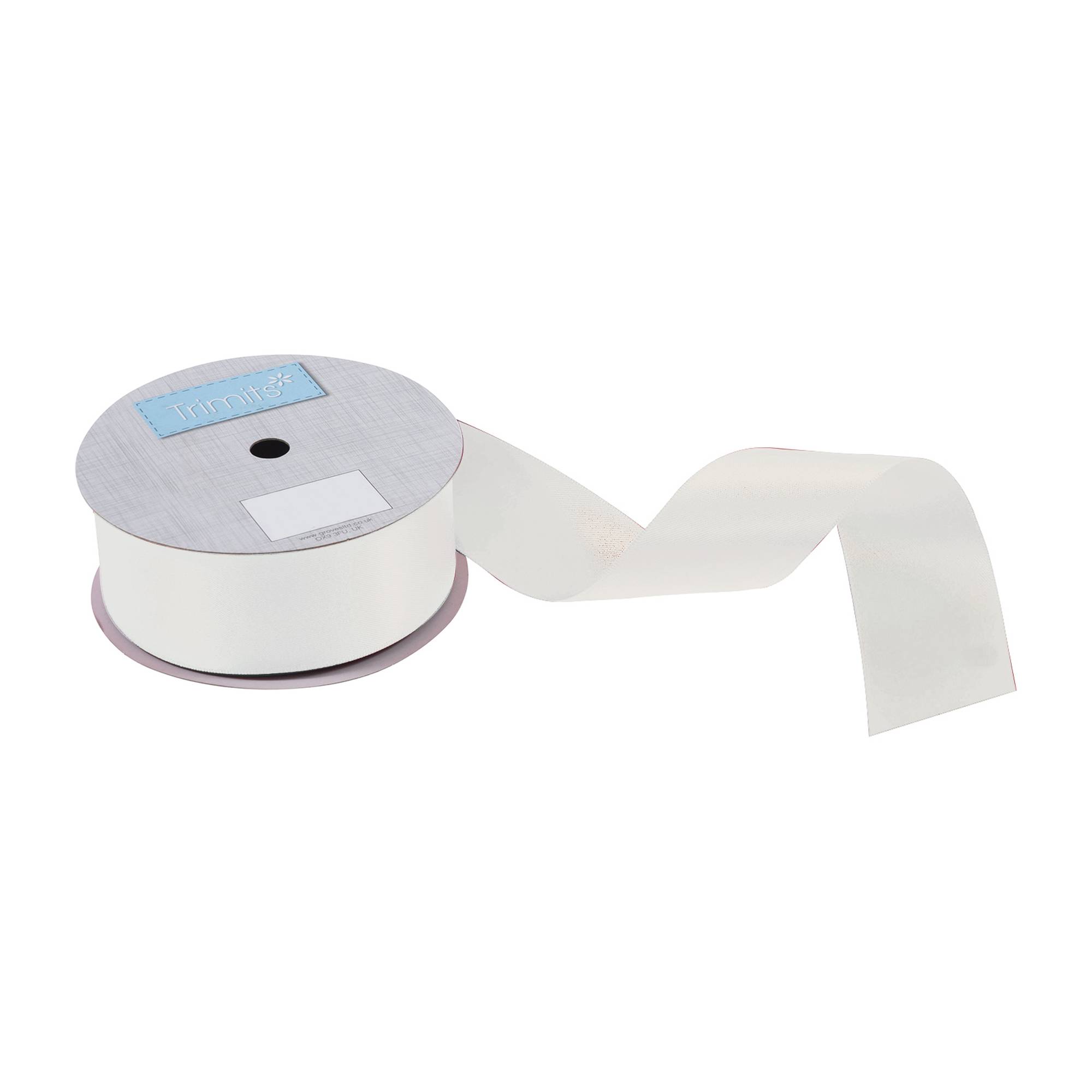 Trimits White Double-Faced Satin Ribbon by the Metre 50mm