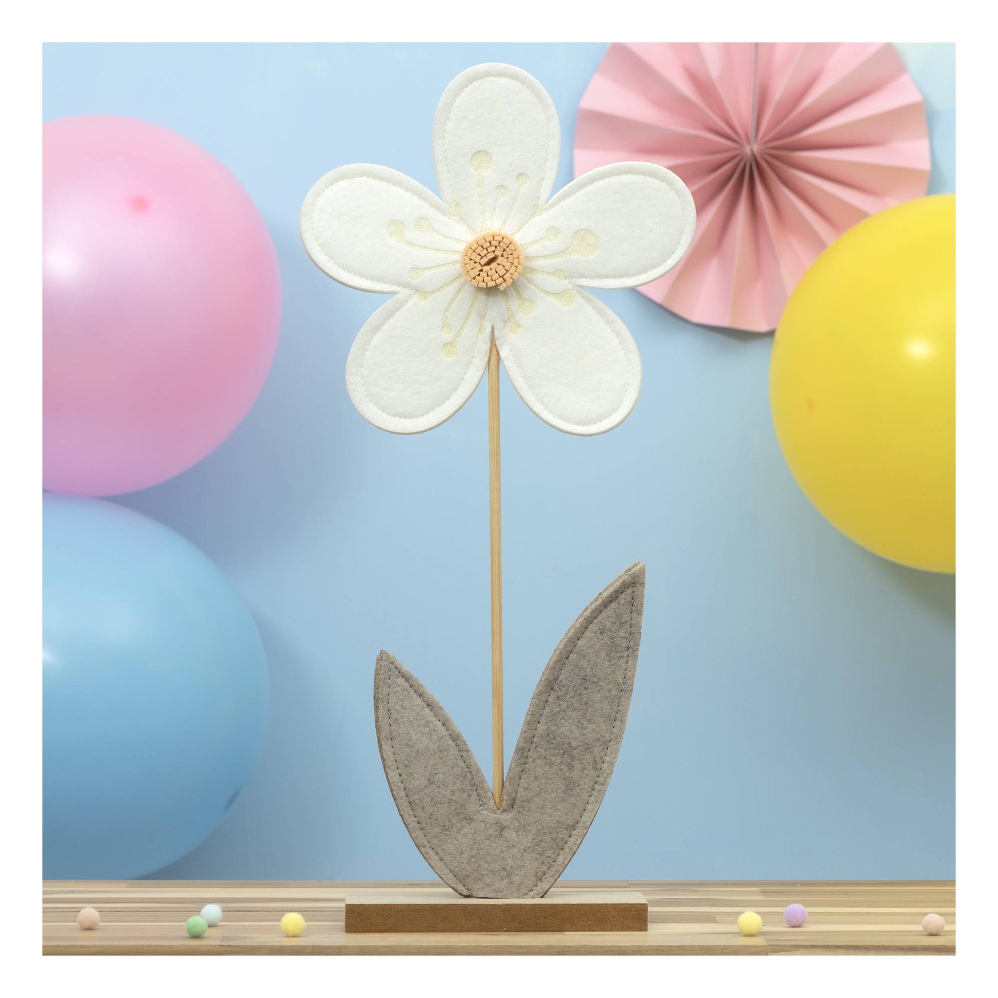 White Fabric Flower 38cm