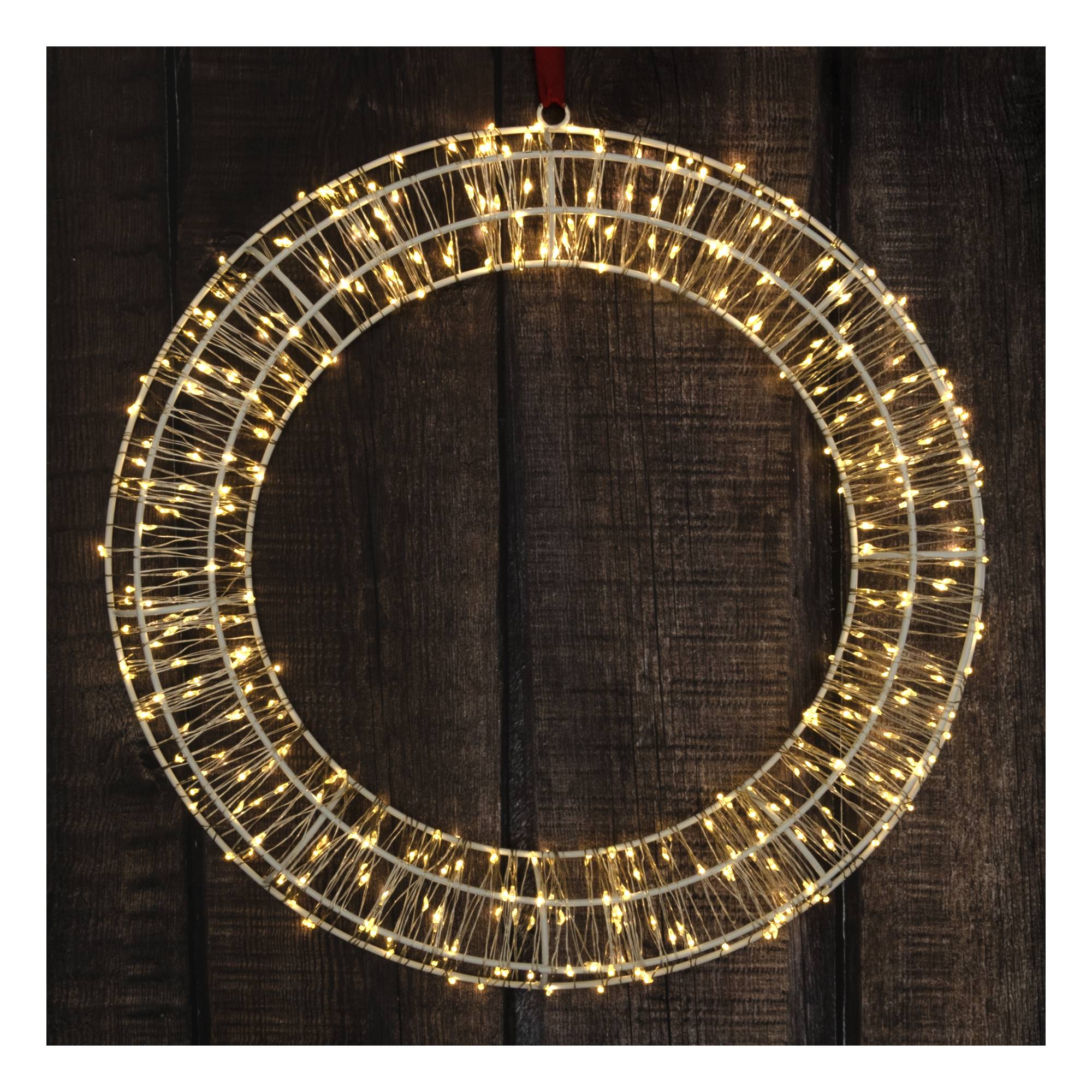 White LED Wreath 40cm