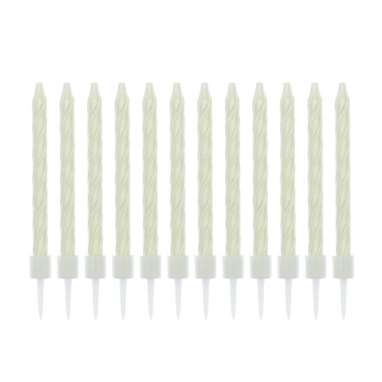 White Pearlescent Candles 12 Pack