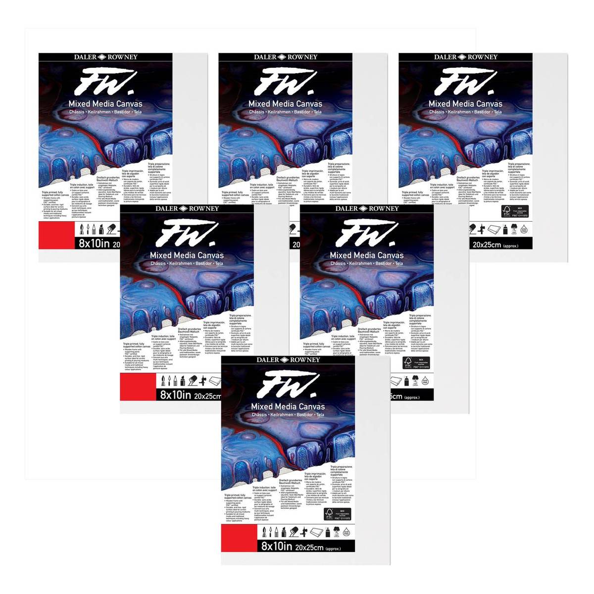 Daler-Rowney Mixed Media Canvases 20cm x 25cm 6 Pack