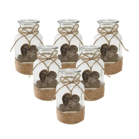 Glass Jar with Jute Wrap 6 Pack Bundle