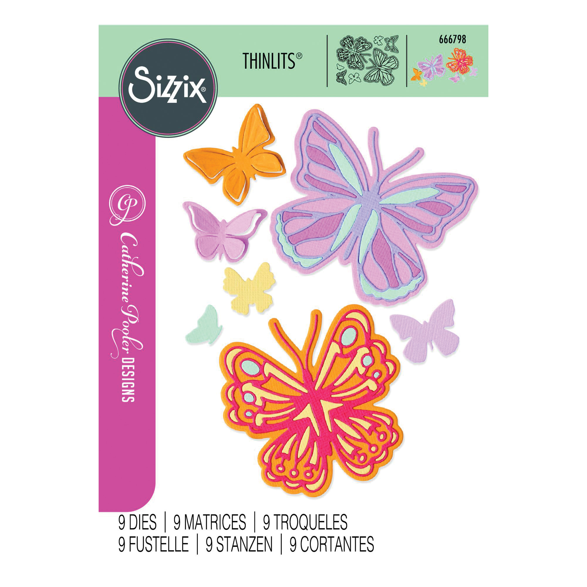 Sizzix Thinlits Spring Wings Die Set 9 Pieces