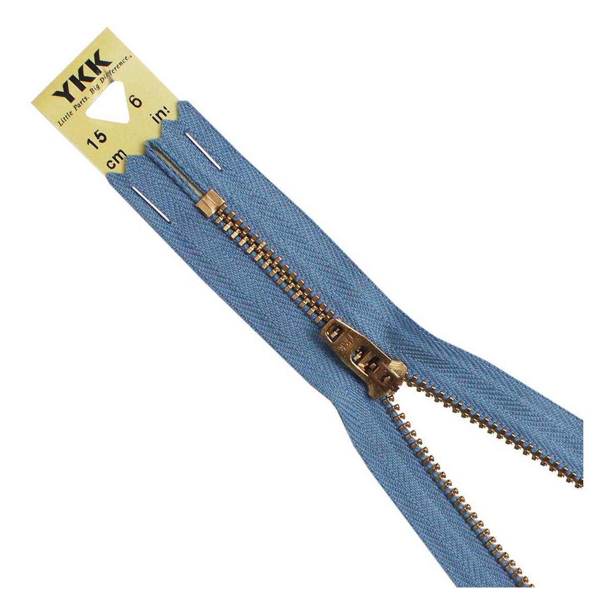 YKK Mid Blue Brass Jeans Zip 15cm