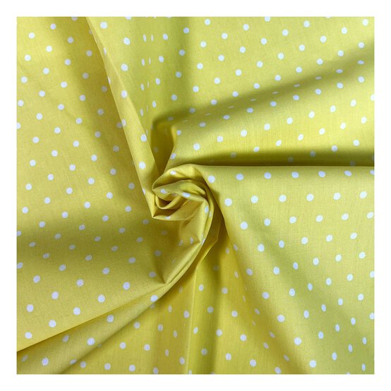 Lemon Simple Polka Polycotton Fabric by the Metre