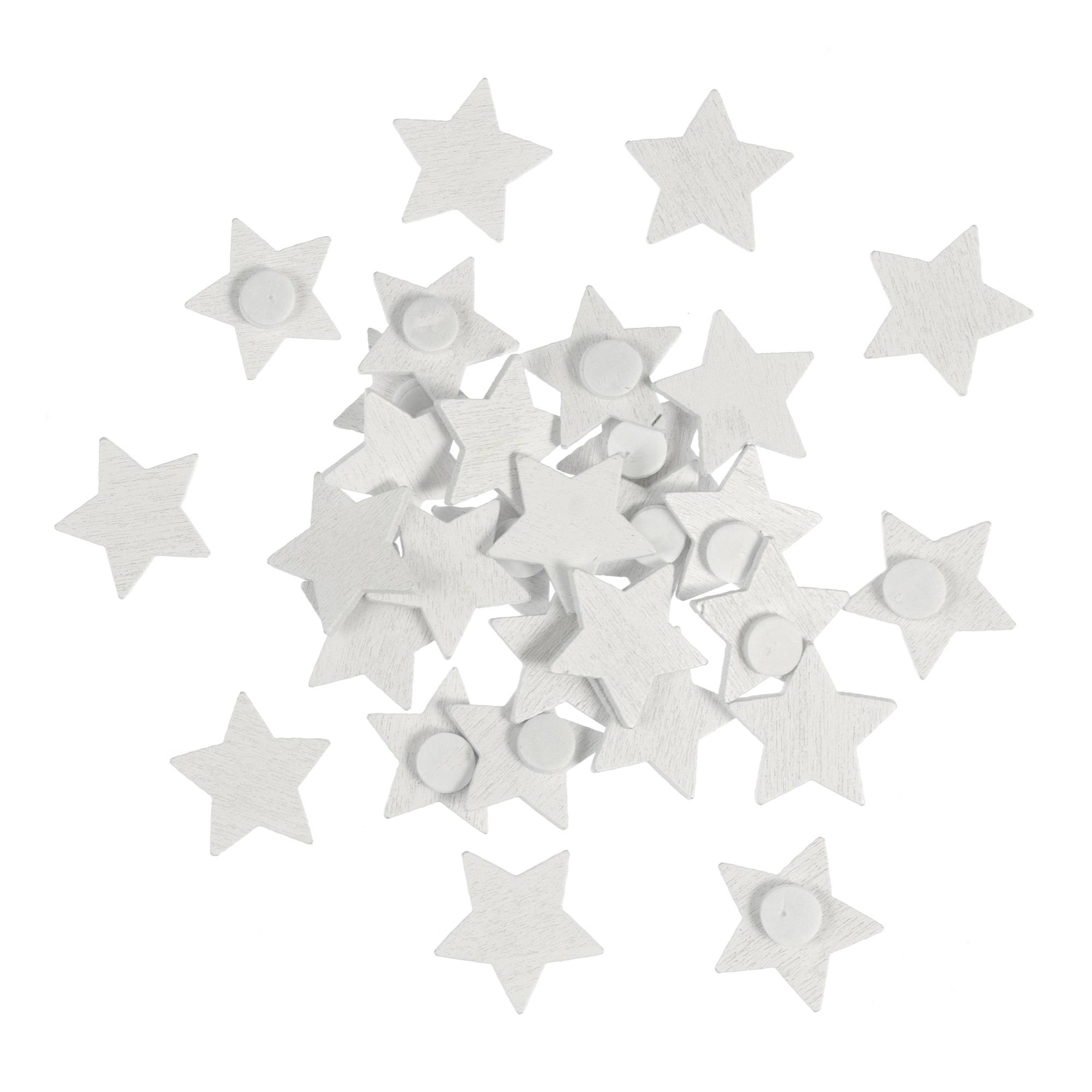 White Wooden Star Embellishments 30 Pack