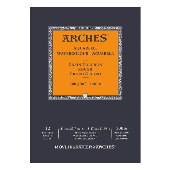 Arches Rough 300g Watercolour Paper A4 12 Sheets