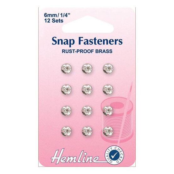 Hemline Snap Fasteners 6mm 12 Pack