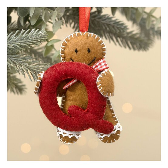 Hanging Gingerbread Felt Letter Q Decoration